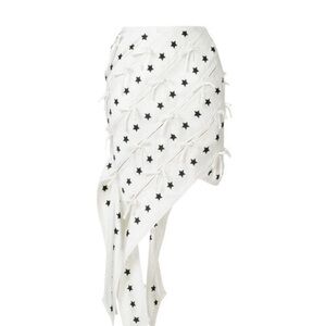 NWT Self-Portrait White Asymmetrical Star-Print Skirt